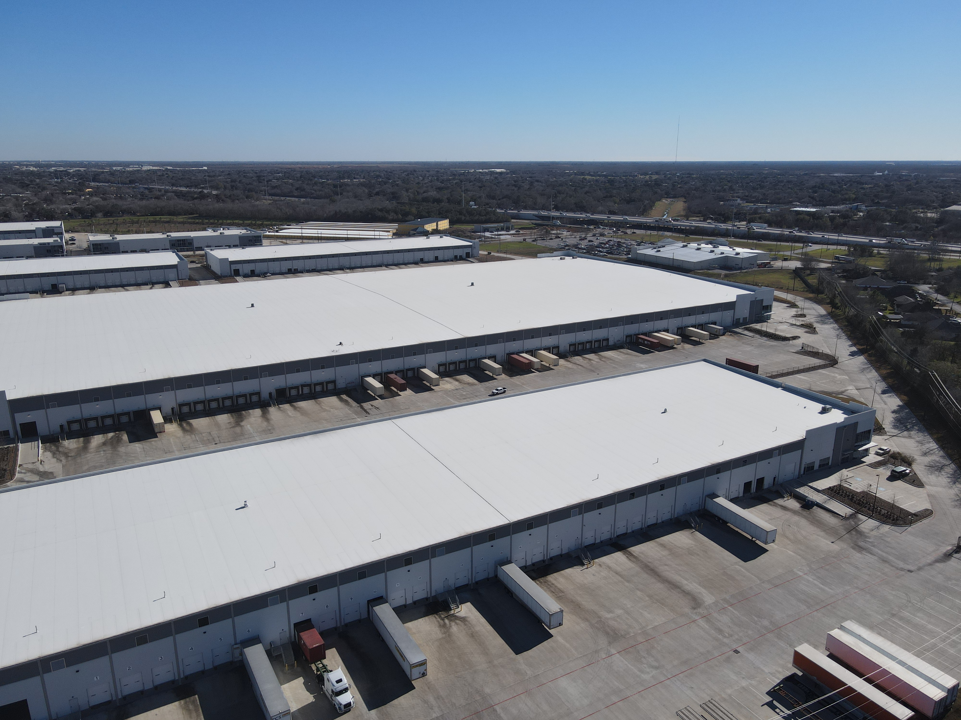 Aerial view of the Chronos USA warehouse facility in Houston, Texas